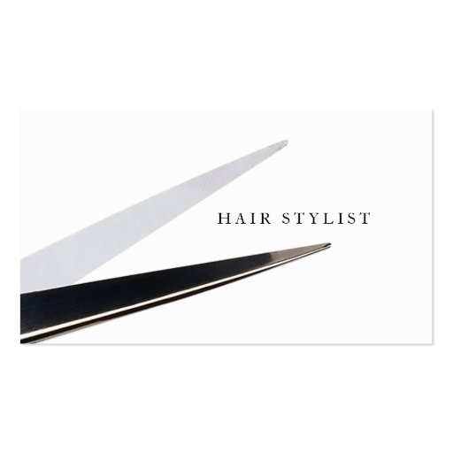 modern simple hair stylist hairstylist shears business card template (front side)
