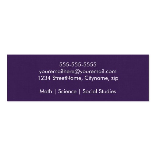 Modern & Simple Substitute Teacher Business Card (back side)