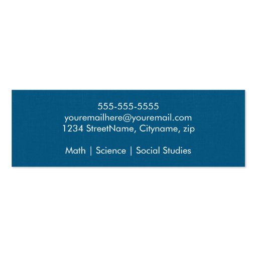 Modern & Simple Substitute Teacher Business Card (back side)