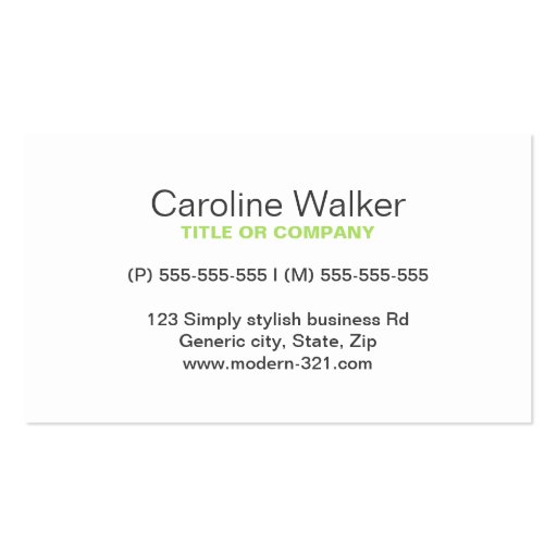 Modern simple writer publisher editor lime green business cards (back side)