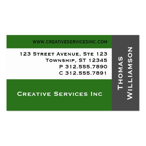 Modern Simplicity Green Business Cards (front side)