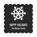 Modern snow flake black scallop christmas holiday sticker