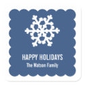 Modern snow flake blue scallop christmas holiday sticker