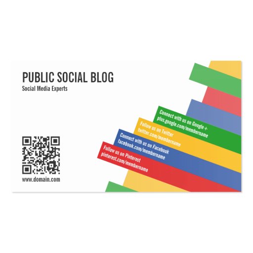 Modern Social Media QR Code Business Cards (front side)