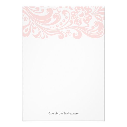 Modern Soft Pink Floral Swirl Baby Shower Invitation