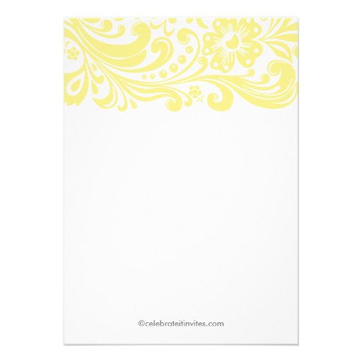 Modern Soft Yellow Floral Swirl Baby Shower Custom Announcement