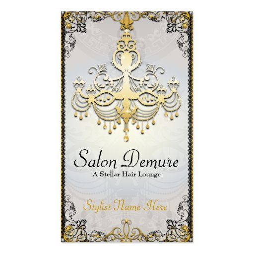 Modern Sophisticated Gold  Designer Salon Business Card Template (front side)