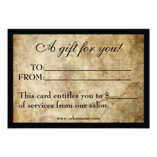 Modern Sophisticated Salon Gift Certificates Personalized Invitations