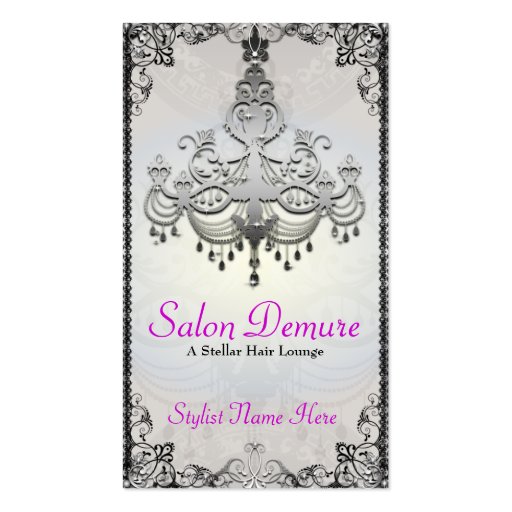 Modern Sophisticated Silver Designer Salon Business Card Templates (front side)