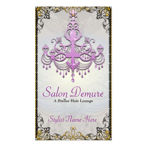 Modern Sophisticated Silver Purple Gold Salon Business Card