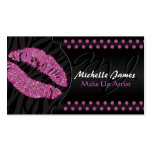 Modern Sparkling Zebra Monogram Make Up Artist Business Cards