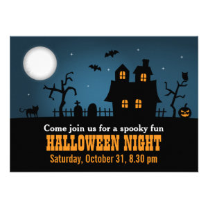 Modern Spooky Haunted House Halloween Party Personalized Announcements