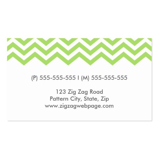 Modern spring green chevron pattern business card (back side)
