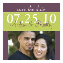 Modern Spring Green Purple Wedding Save the Date Personalized Invite