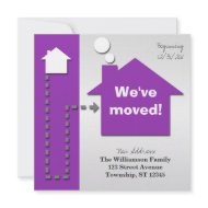 Modern Square Bold Purple Moving Announcements invitation