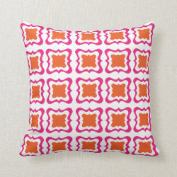 Modern Square Repeat Pattern Hot Pink Orange White Pillows