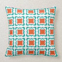 Modern Square Repeat Pattern Teal Orange White pillows