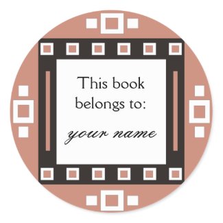 Modern Squares Personalized Bookplates sticker