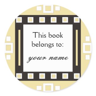 Modern Squares Personalized Bookplates sticker