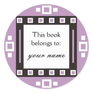 Modern Squares Personalized Bookplates sticker