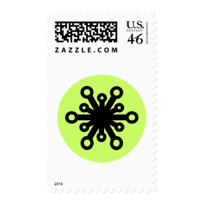 Modern "star" black - bright green postage stamp by buhodesign