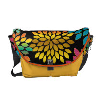 Modern Star Burst Floral Messenger-choose colors Messenger Bag