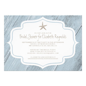 Modern Starfish Beach Bridal Shower Invitations Custom Invite