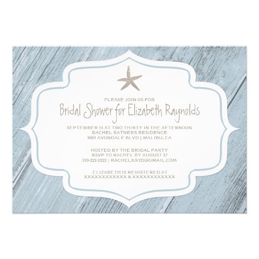 Modern Starfish Beach Bridal Shower Invitations