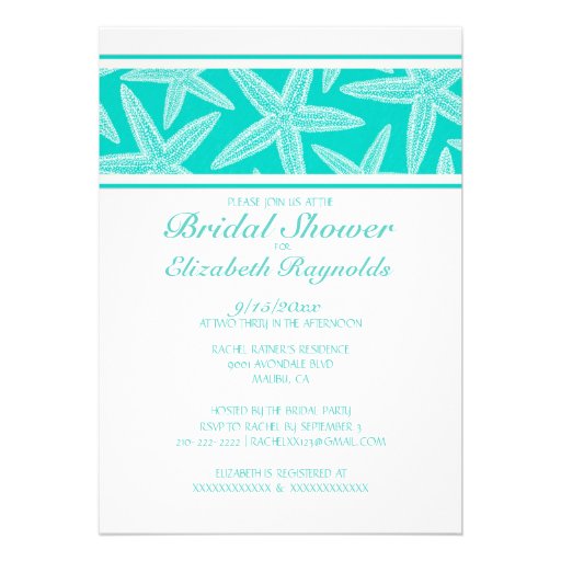 Modern Starfish Bridal Shower Invitations