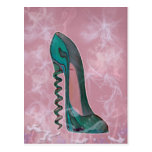 Modern Stiletto shoe corkscrew heel art Postcard