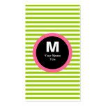 Modern Stripe Monogram Business Card - Green/White business cards