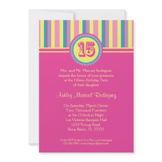 Modern Stripes 15 Birthday Quincea&#241;era Invitation