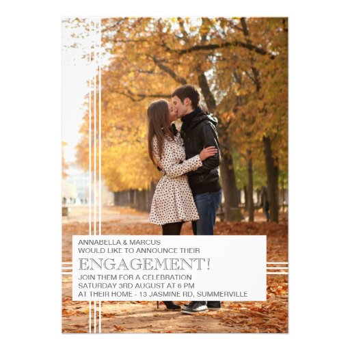 Modern Stripes Engagement Party Photo Invitation (front side)