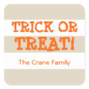Modern stripes orange trick or treat Halloween sticker