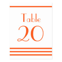 Modern Stripes Table Numbers (Orange) Post Card