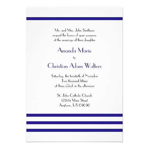 Modern Stripes Wedding Invitations (Navy Blue)