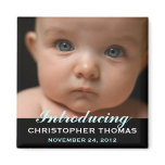 Modern Style Baby Birth Announcement Photo Magnets
