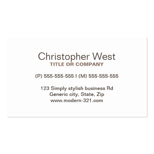 Modern stylish brown professional profile business card (front side)