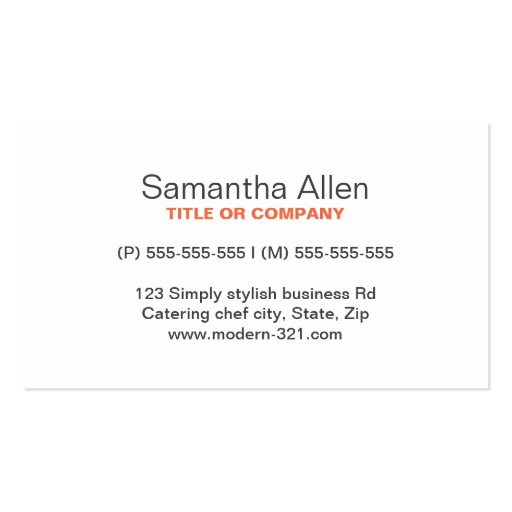 Modern stylish cutlery chef catering professional business card templates (back side)