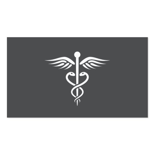 Modern stylish gray medical doctor caduceus business card template (front side)
