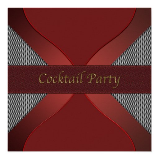 Modern Stylish Red & Black Cocktail Party Invitati Personalized Invitations