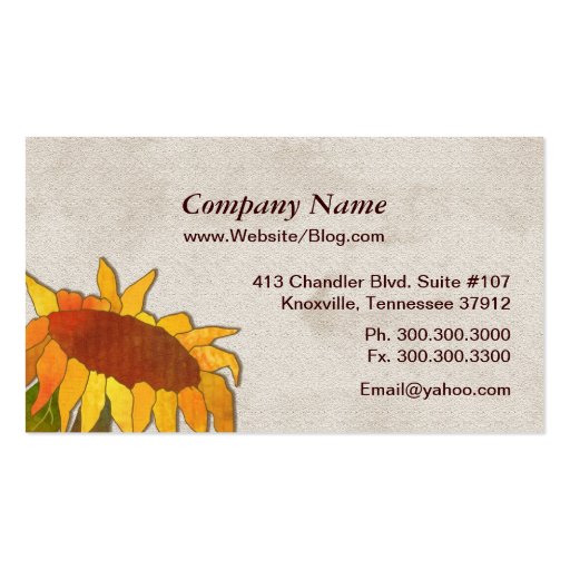 Modern Sunflowers Business Cards (back side)