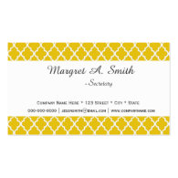 Modern sunny yellow quatrefoil professional business card template