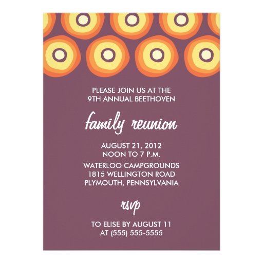 Modern Suns Family Reunion Invitations - plum