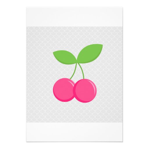 Modern & Sweet Cherry Invitation - Pink and grey