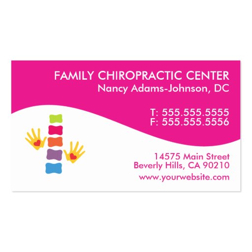 Modern Swirl Colorful Chiropractic Business Cards (front side)
