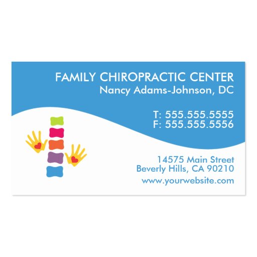 Modern Swirl Colorful Chiropractic Business Cards (front side)