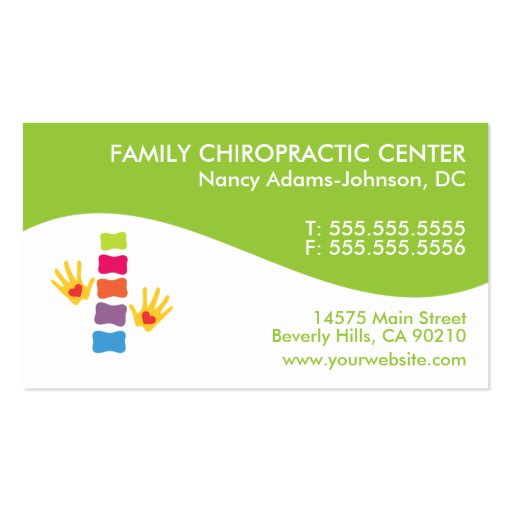 Modern Swirl Colorful Chiropractic Business Cards (front side)