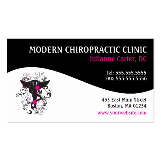 Modern Swirl Feminine Chiropractic Business Cards