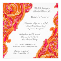 Modern Swirl Flourish Heart Bridal Shower Invite